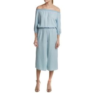 Walter Baker Off Shoulder Blue Denim Womens Jumpsuit Size XL